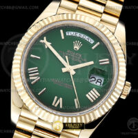 RDD0367 - DayDate 40mm Flt Wt YG/YG Grn/Rm/Stk QF V8 SH3255