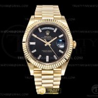 DayDate 36mm Fluted Bezel Presidential Yellow Gold Black Dial EWF VR3255